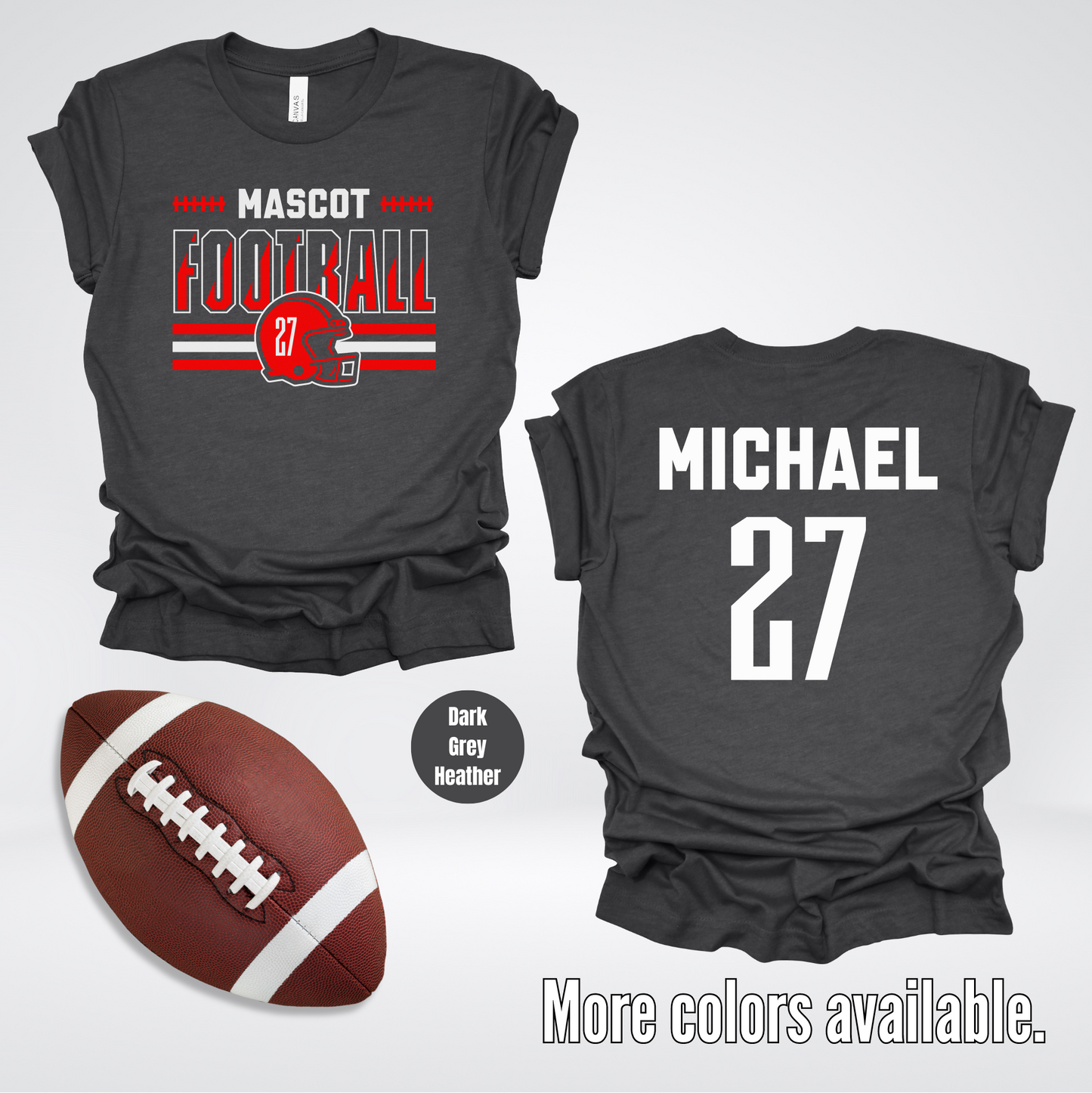 Custom Mascot, Number, & Name – Red - Football Design 13 T-Shirt