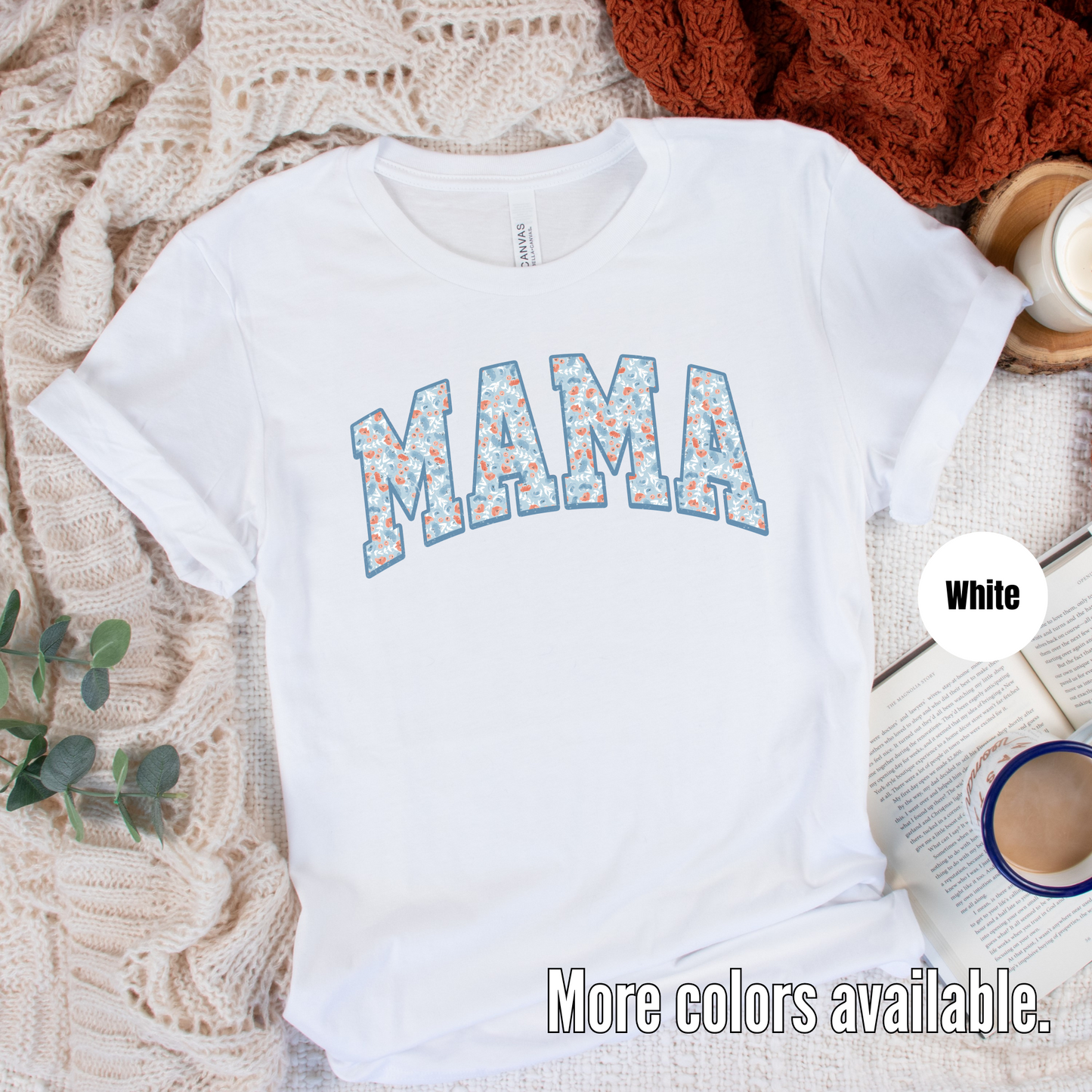 Baby Blue Floral Mama T-Shirt