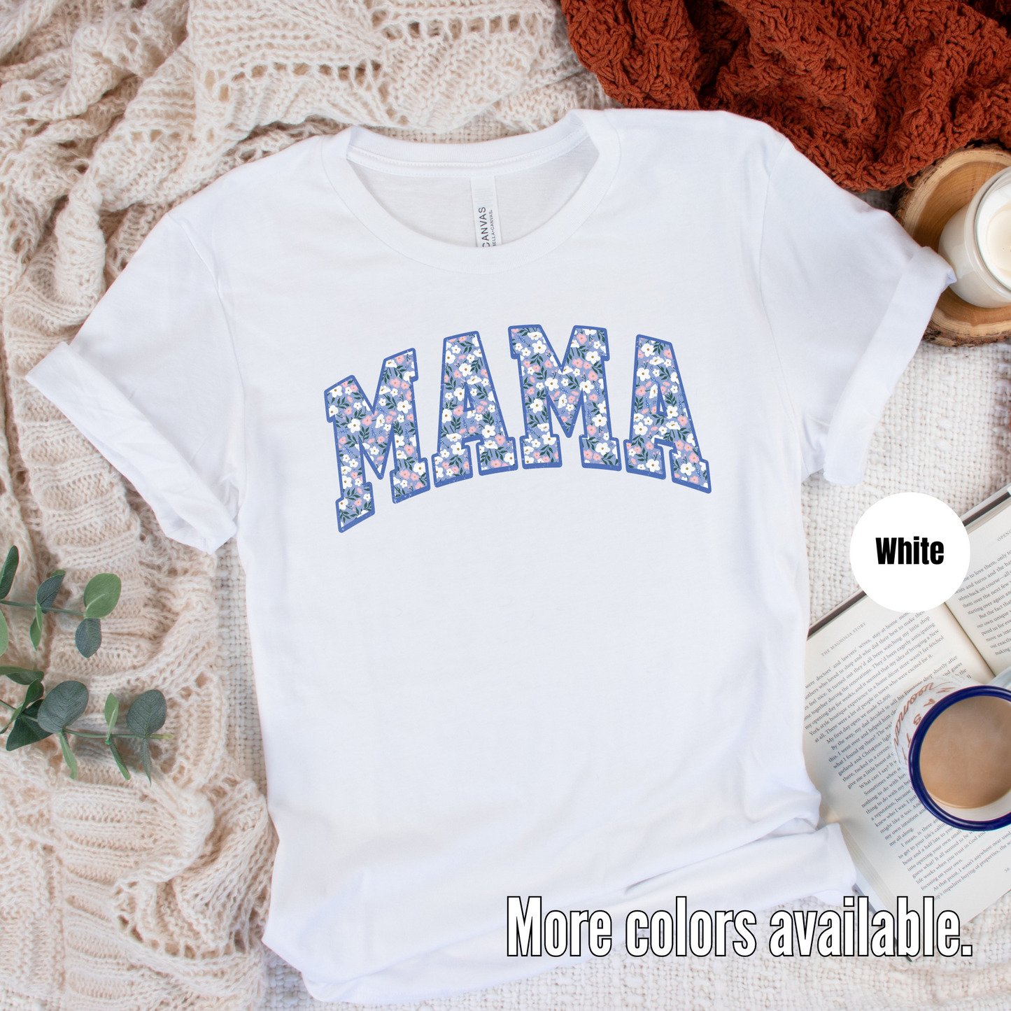 Blue Floral Mama T-Shirt