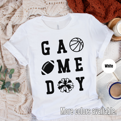 Game Day Basketball Football Cheer Black Design T-Shirt