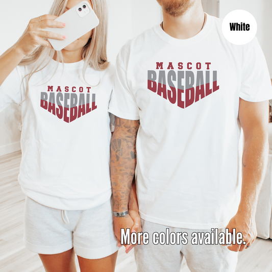 Custom Mascot  - Maroon - Baseball Design 1 T-Shirt