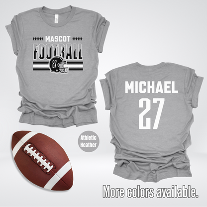 Custom Mascot, Number, & Name – Black - Football Design 14 T-Shirt