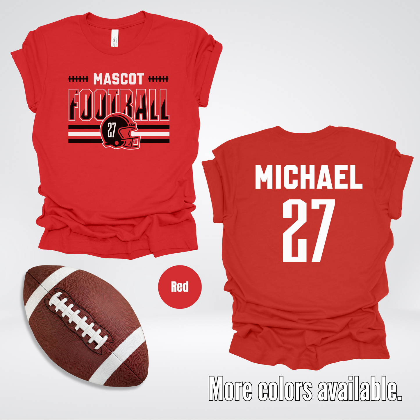 Custom Mascot, Number, & Name – Black - Football Design 14 T-Shirt