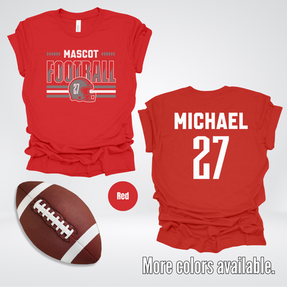 Custom Mascot, Number, & Name – Gray - Football Design 15  T-Shirt