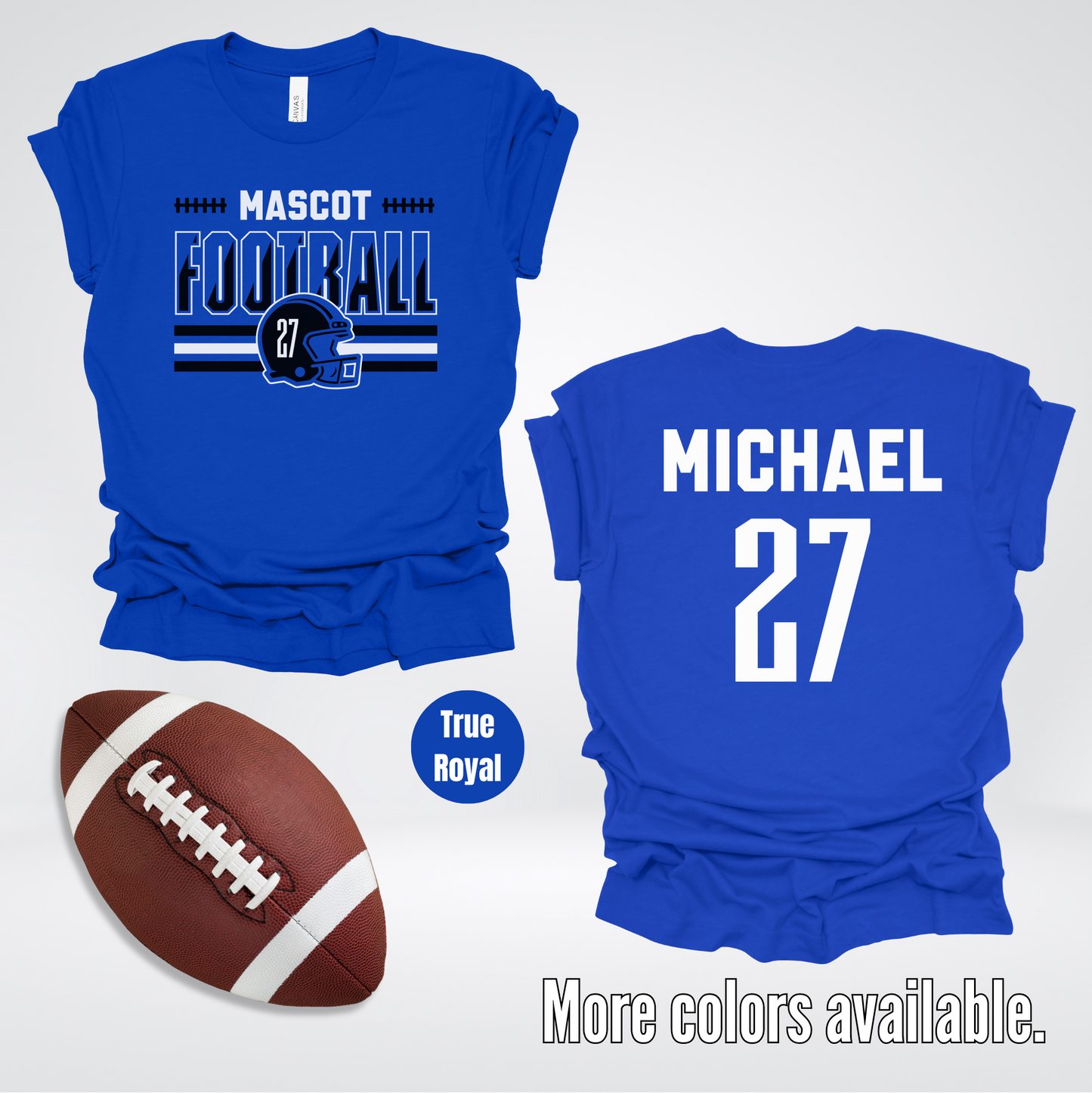 Custom Mascot, Number, & Name – Black - Football Design 14 T-Shirt