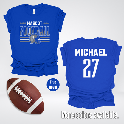 Custom Mascot, Number, & Name – Gray - Football Design 15  T-Shirt