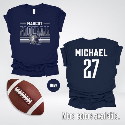 Custom Mascot, Number, & Name – Gray - Football Design 15  T-Shirt