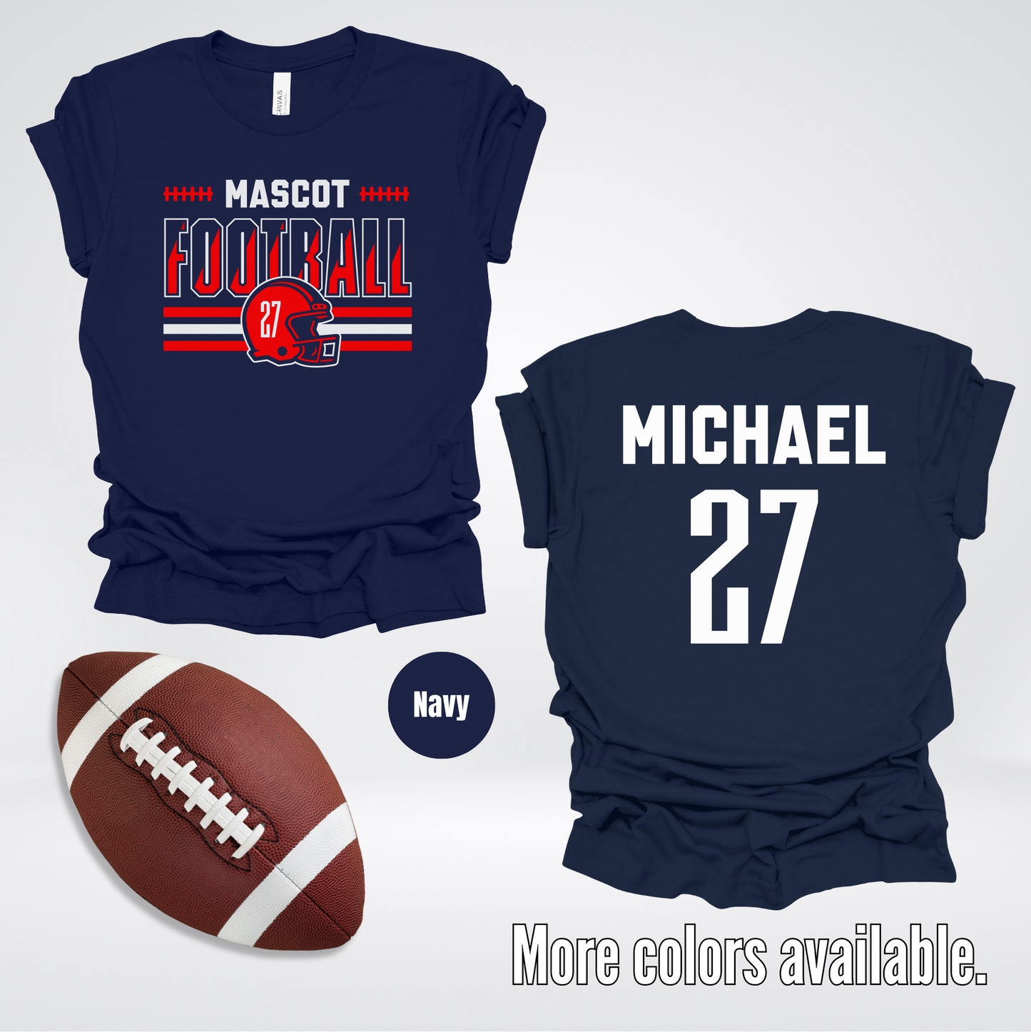 Custom Mascot, Number, & Name – Red - Football Design 13 T-Shirt