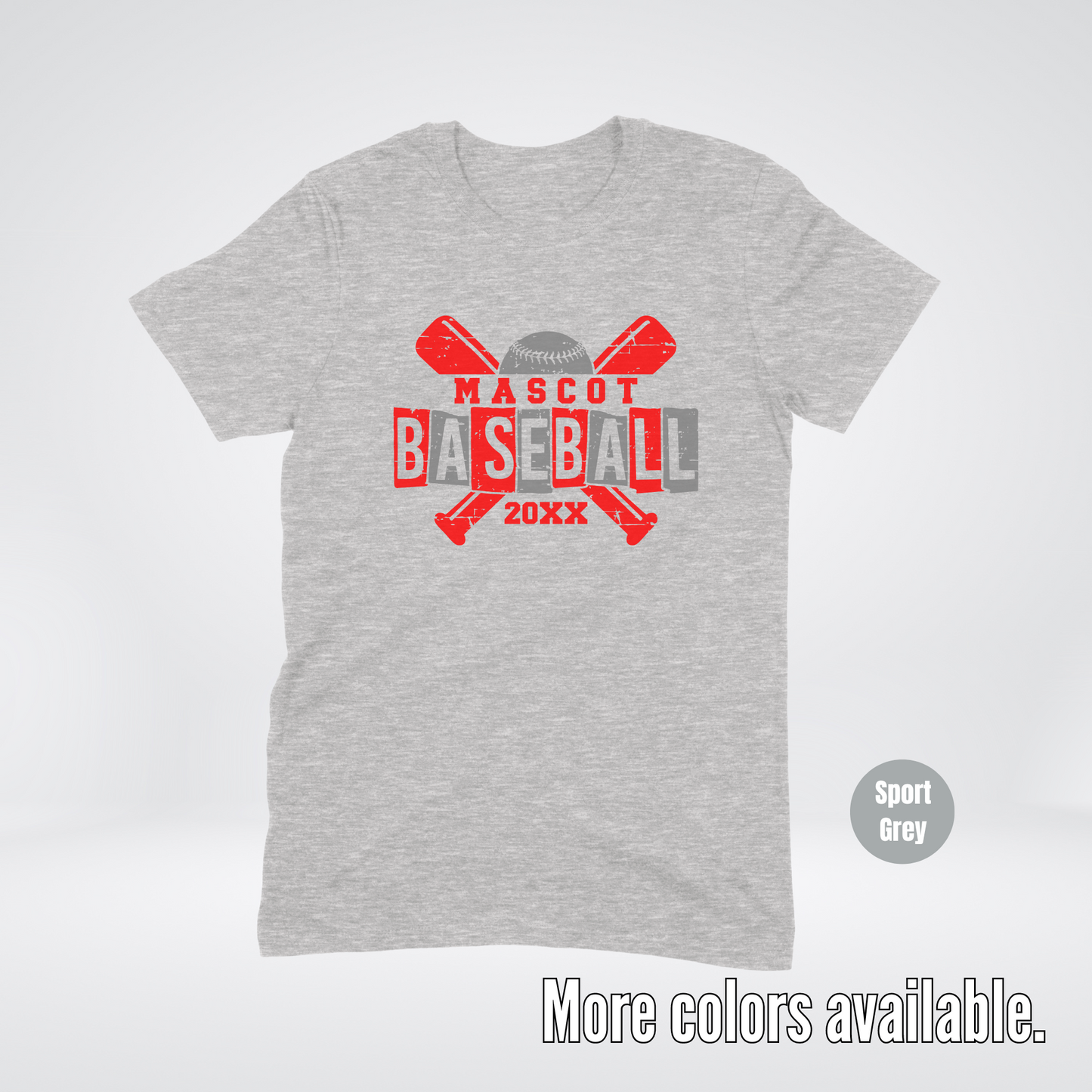Custom Mascot & Year - Red - Baseball Design 3 T-Shirt
