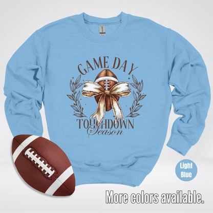 Game Day Touchdown Season Football Coquette Crewneck Sweatshirt