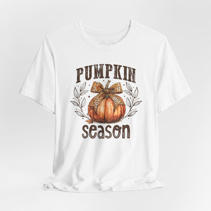 Pumpkin Season Leopard Print Coquette Bow T-Shirt