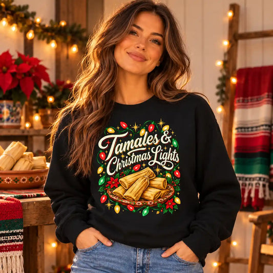 Tamales & Christmas Lights Crewneck Sweatshirt