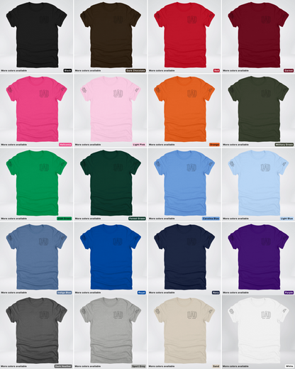Custom Dad EST Year and Left And Right Sleeve Name - Black Design  – Father’s Day T-Shirt