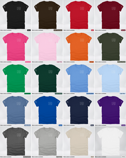 Custom Dad EST Year and Left And Right Sleeve Name - White Design  – Father’s Day T-Shirt